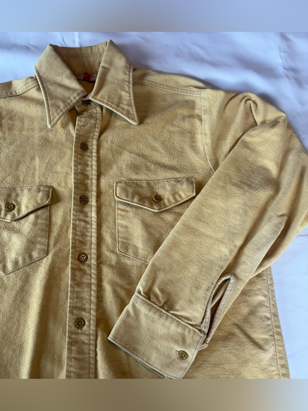 Vintage 70s Frostproof Chamois Shirt Mens M Tan Sanforized Cotton Workwear